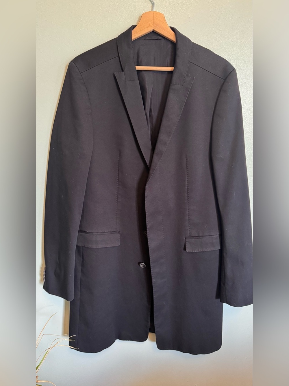 HUGO Black Single-Breasted Long Blazer Coat
